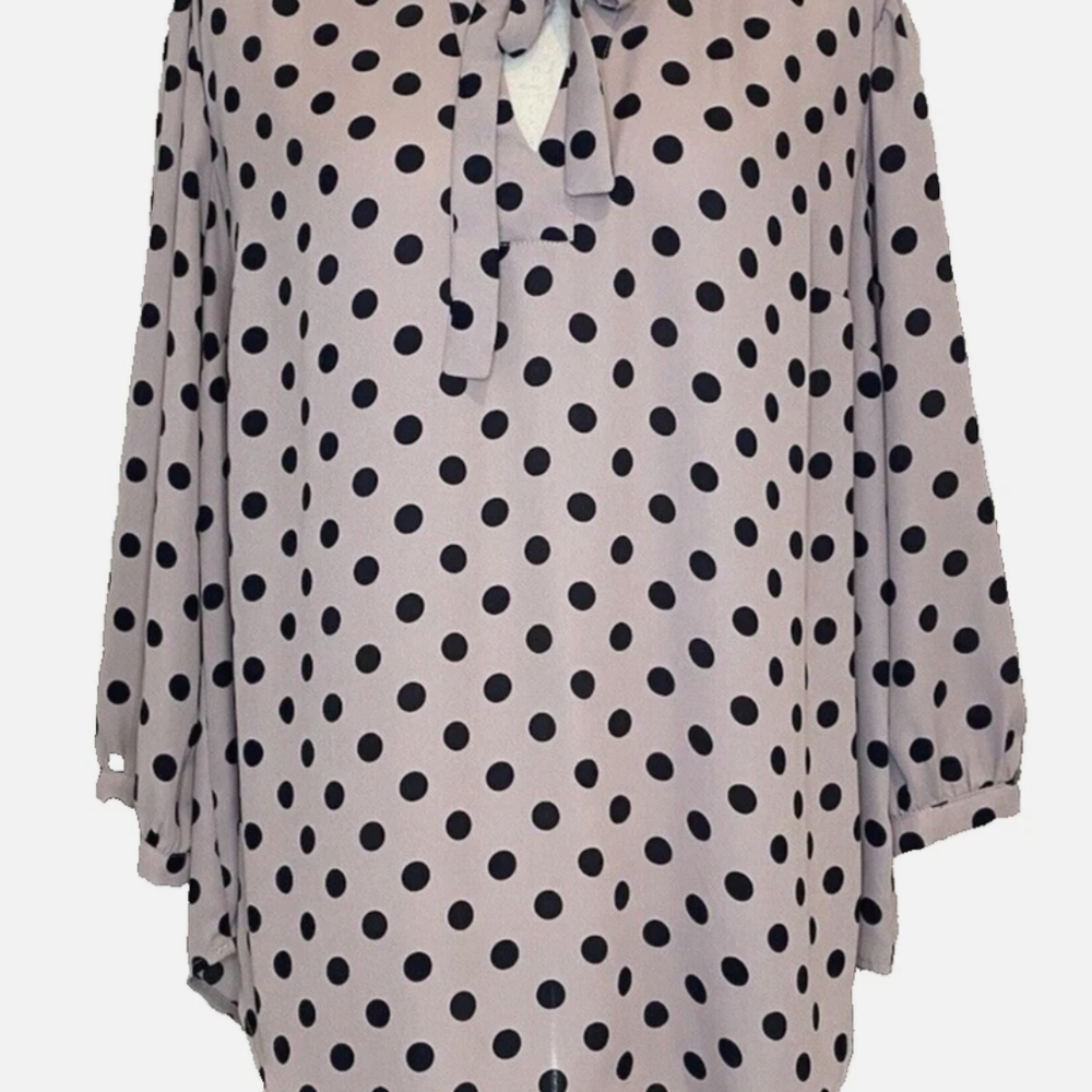 Torrid Gray and Plum Tie Front Blouse with 3/4 Sleeves